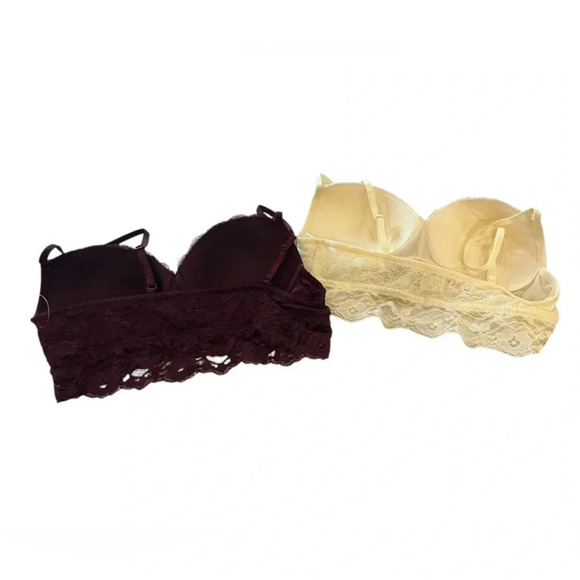 NWOT Set of 2 Trillium Bralettes Wine & White S - Picture 4 of 6